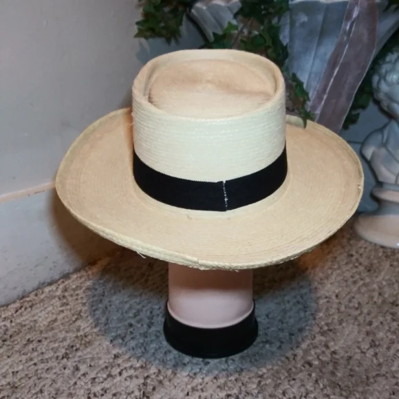 Vintage Handcrafted Panama Palm Leaf Hat Made By Maya Quiche Indians - Picture 3 of 8
